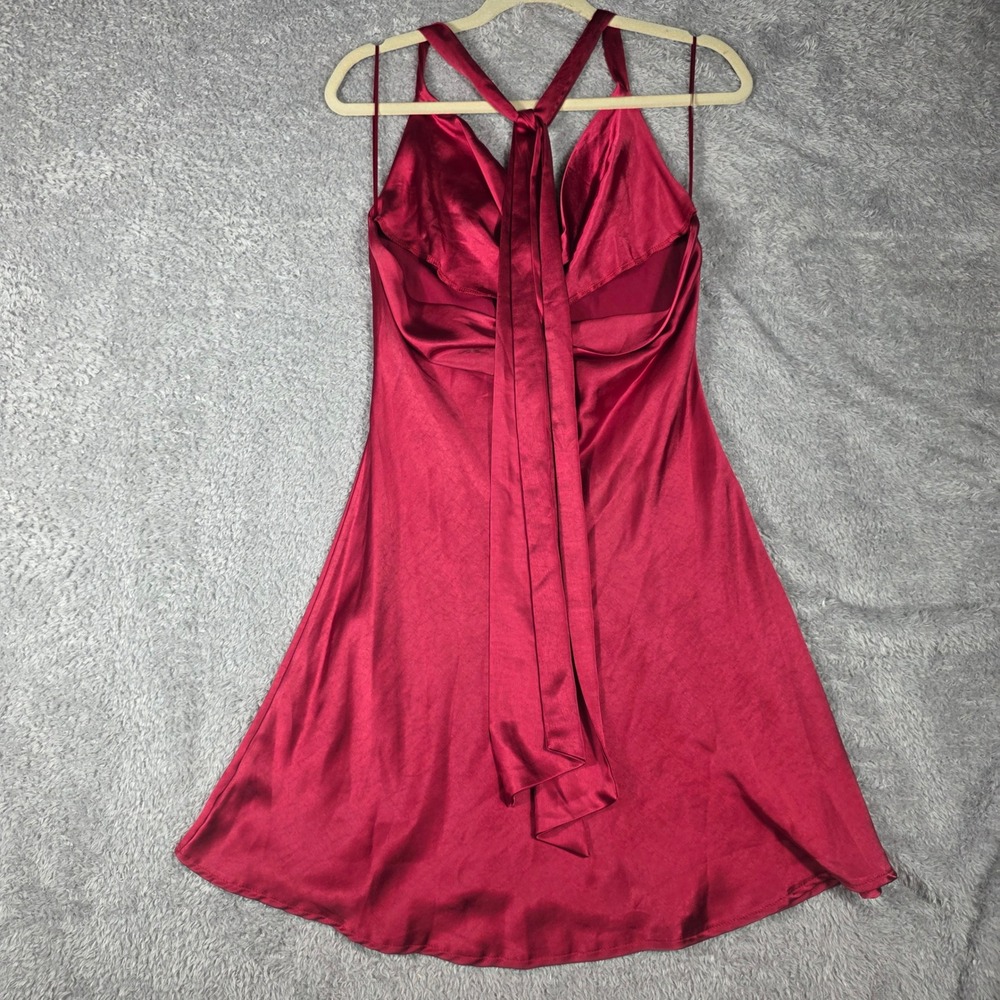 Altar'd State Mini Dress‎ Womens Medium Red Satin Cowl Neck Halter Slip Party